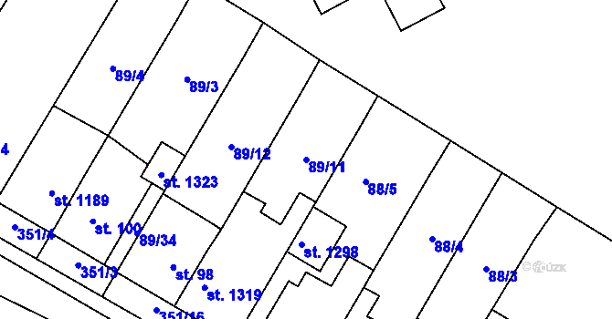 Parcela st. 89/11 v KÚ Studánka, Katastrální mapa