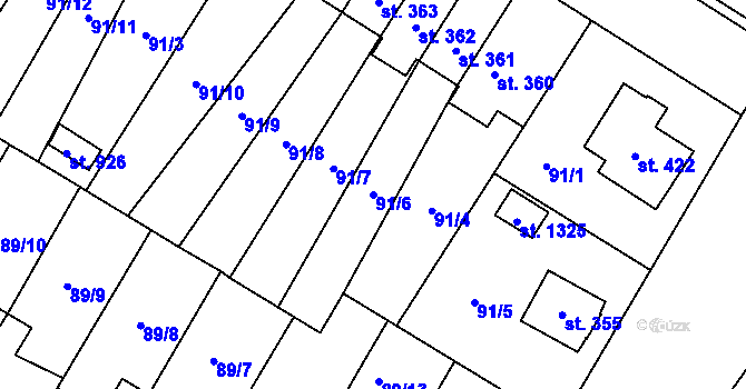 Parcela st. 91/6 v KÚ Studánka, Katastrální mapa