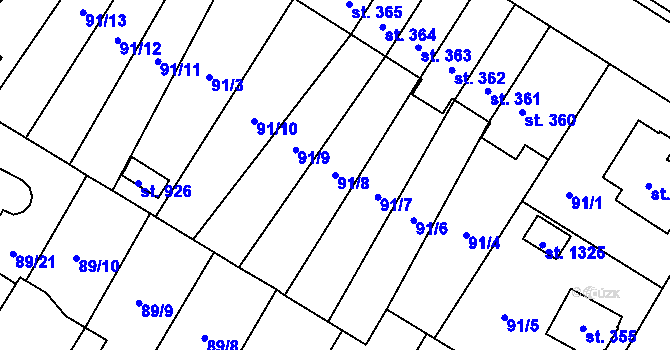 Parcela st. 91/8 v KÚ Studánka, Katastrální mapa