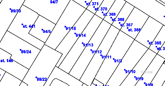 Parcela st. 91/13 v KÚ Studánka, Katastrální mapa