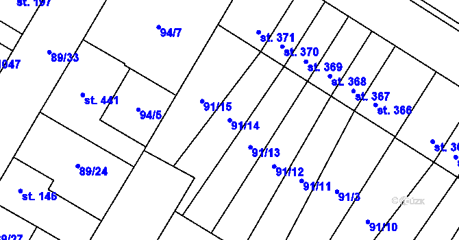 Parcela st. 91/14 v KÚ Studánka, Katastrální mapa