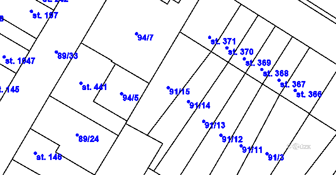 Parcela st. 91/15 v KÚ Studánka, Katastrální mapa