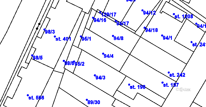 Parcela st. 94/4 v KÚ Studánka, Katastrální mapa
