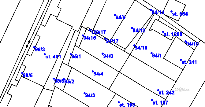 Parcela st. 94/8 v KÚ Studánka, Katastrální mapa