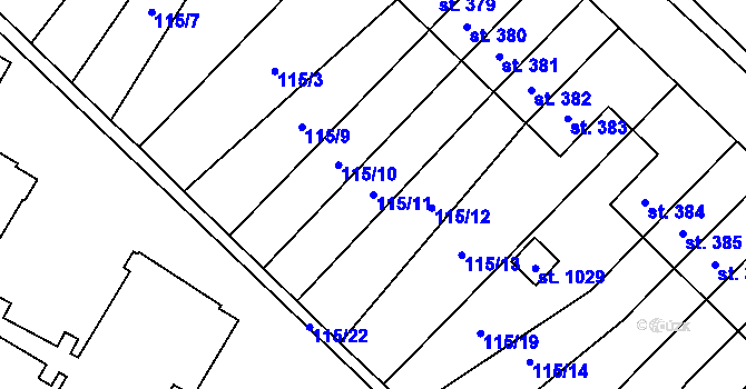 Parcela st. 115/11 v KÚ Studánka, Katastrální mapa