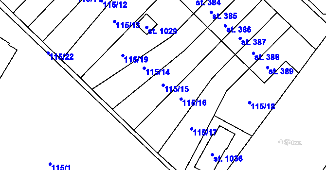 Parcela st. 115/15 v KÚ Studánka, Katastrální mapa