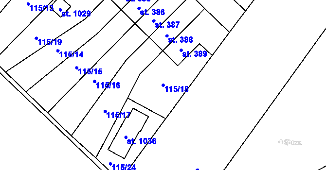 Parcela st. 115/18 v KÚ Studánka, Katastrální mapa