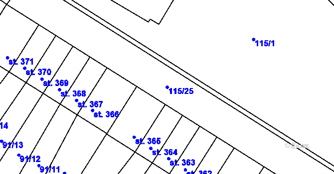 Parcela st. 115/25 v KÚ Studánka, Katastrální mapa