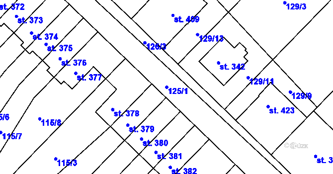 Parcela st. 125/1 v KÚ Studánka, Katastrální mapa