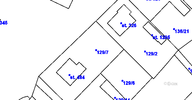 Parcela st. 129/7 v KÚ Studánka, Katastrální mapa