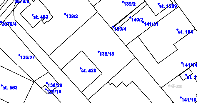 Parcela st. 136/18 v KÚ Studánka, Katastrální mapa
