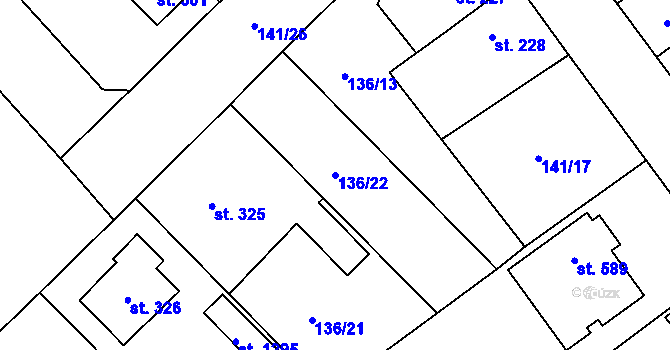 Parcela st. 136/22 v KÚ Studánka, Katastrální mapa