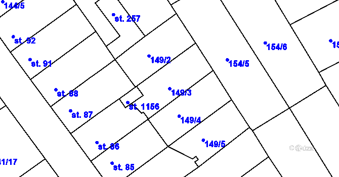 Parcela st. 149/3 v KÚ Studánka, Katastrální mapa