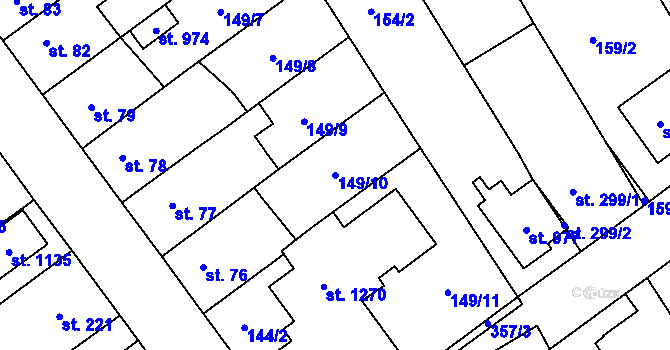 Parcela st. 149/10 v KÚ Studánka, Katastrální mapa