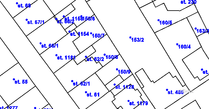Parcela st. 150/8 v KÚ Studánka, Katastrální mapa