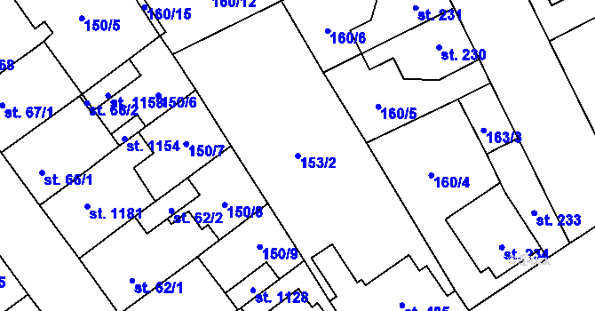 Parcela st. 153/2 v KÚ Studánka, Katastrální mapa