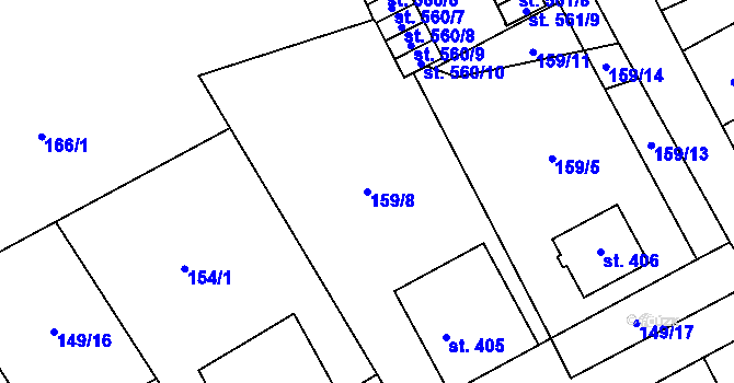 Parcela st. 159/8 v KÚ Studánka, Katastrální mapa