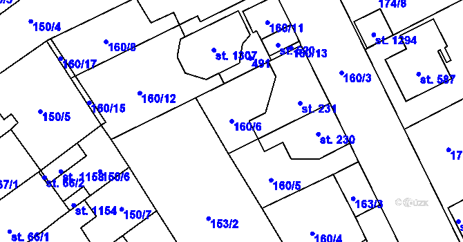 Parcela st. 160/6 v KÚ Studánka, Katastrální mapa