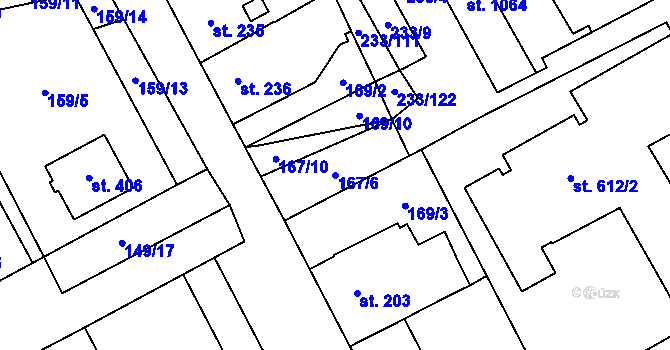Parcela st. 167/6 v KÚ Studánka, Katastrální mapa