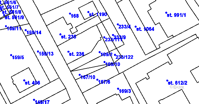 Parcela st. 169/2 v KÚ Studánka, Katastrální mapa