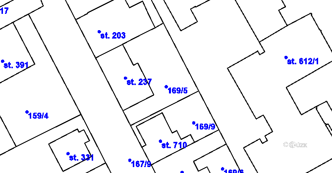 Parcela st. 169/5 v KÚ Studánka, Katastrální mapa