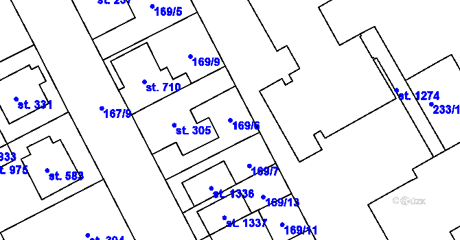 Parcela st. 169/6 v KÚ Studánka, Katastrální mapa