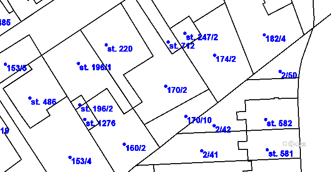 Parcela st. 170/2 v KÚ Studánka, Katastrální mapa