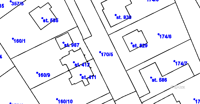 Parcela st. 170/5 v KÚ Studánka, Katastrální mapa