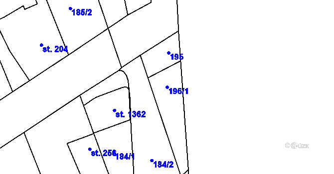 Parcela st. 196/1 v KÚ Studánka, Katastrální mapa