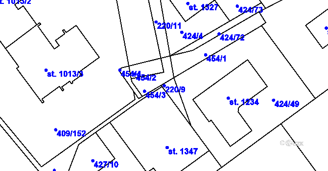 Parcela st. 220/9 v KÚ Studánka, Katastrální mapa