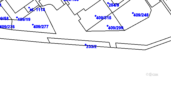 Parcela st. 233/2 v KÚ Studánka, Katastrální mapa