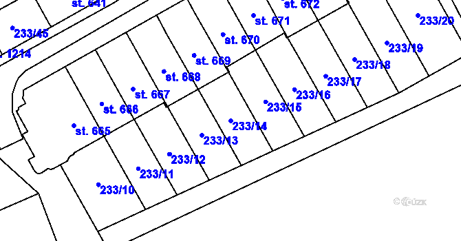 Parcela st. 233/14 v KÚ Studánka, Katastrální mapa