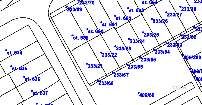 Parcela st. 233/22 v KÚ Studánka, Katastrální mapa