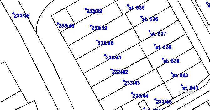 Parcela st. 233/41 v KÚ Studánka, Katastrální mapa