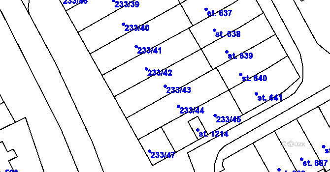 Parcela st. 233/43 v KÚ Studánka, Katastrální mapa
