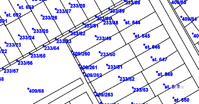 Parcela st. 233/50 v KÚ Studánka, Katastrální mapa
