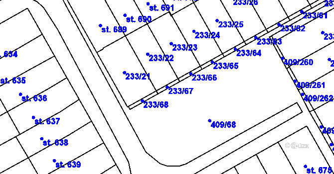 Parcela st. 233/67 v KÚ Studánka, Katastrální mapa