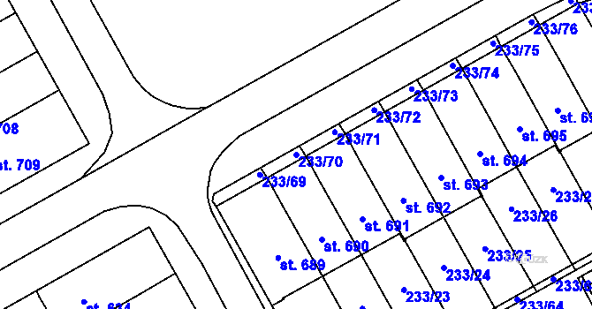 Parcela st. 233/70 v KÚ Studánka, Katastrální mapa