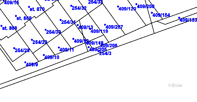 Parcela st. 254/3 v KÚ Studánka, Katastrální mapa