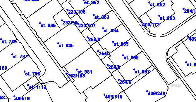 Parcela st. 254/7 v KÚ Studánka, Katastrální mapa