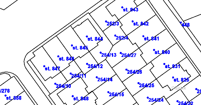 Parcela st. 254/13 v KÚ Studánka, Katastrální mapa
