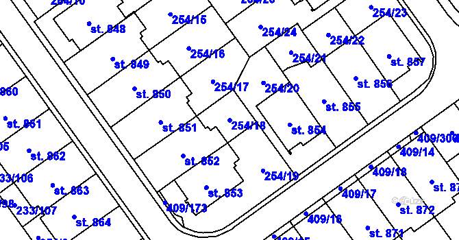 Parcela st. 254/18 v KÚ Studánka, Katastrální mapa