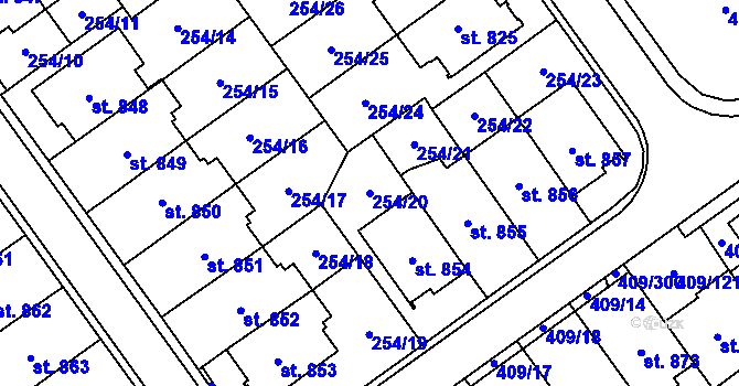 Parcela st. 254/20 v KÚ Studánka, Katastrální mapa