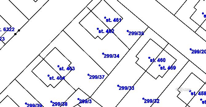 Parcela st. 299/34 v KÚ Studánka, Katastrální mapa