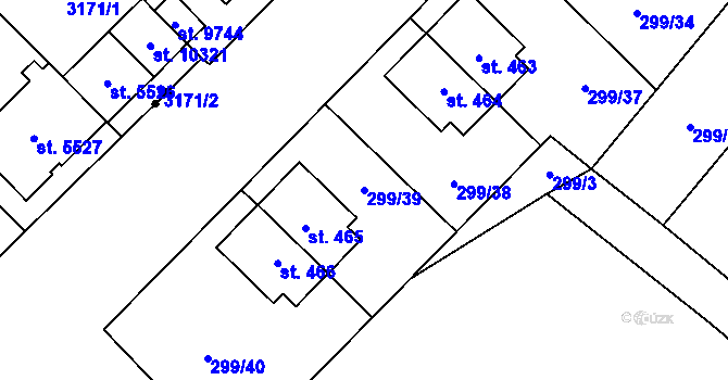 Parcela st. 299/39 v KÚ Studánka, Katastrální mapa