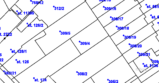 Parcela st. 309/4 v KÚ Studánka, Katastrální mapa