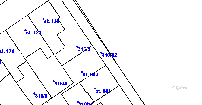 Parcela st. 310/12 v KÚ Studánka, Katastrální mapa