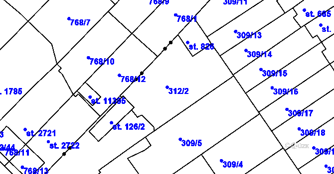 Parcela st. 312/2 v KÚ Studánka, Katastrální mapa