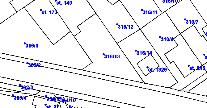 Parcela st. 316/13 v KÚ Studánka, Katastrální mapa