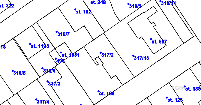 Parcela st. 317/2 v KÚ Studánka, Katastrální mapa